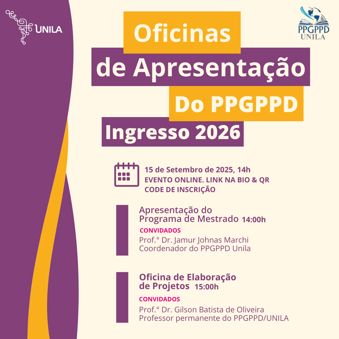 Oficinas de Apresentao do PPG PPD para ingresso 2026